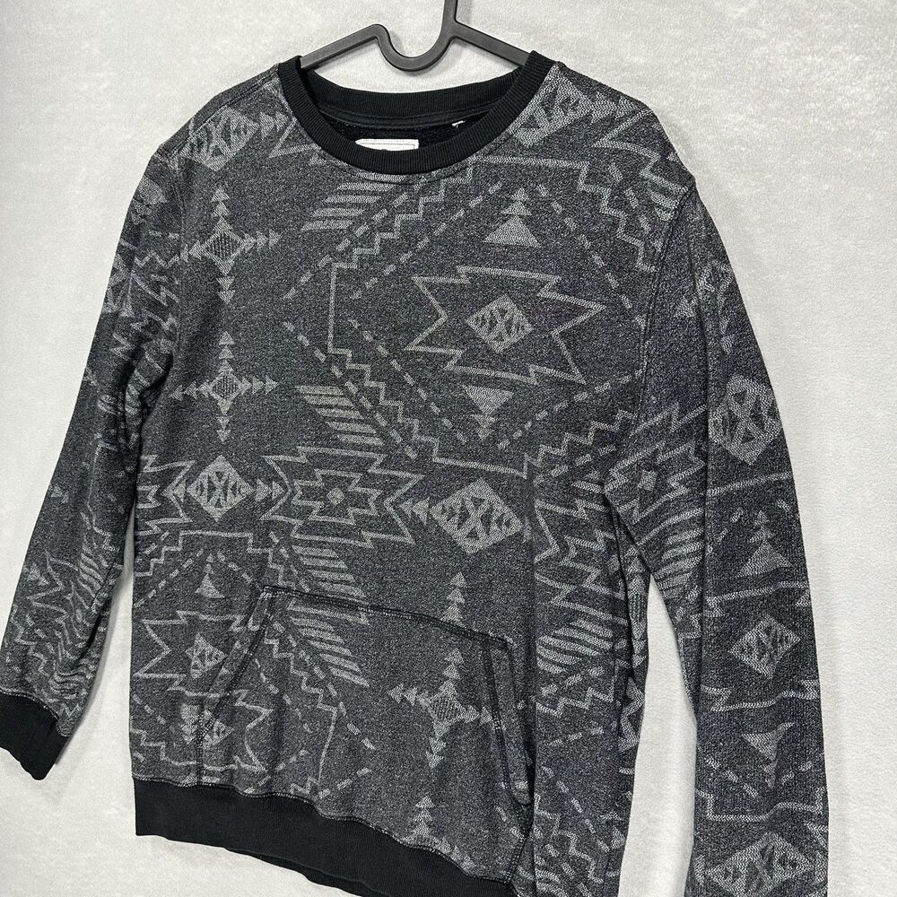 On The Byas Geo‎ Print Cotton Polyester Gray Black Sweatshirt Size Medium Pocket